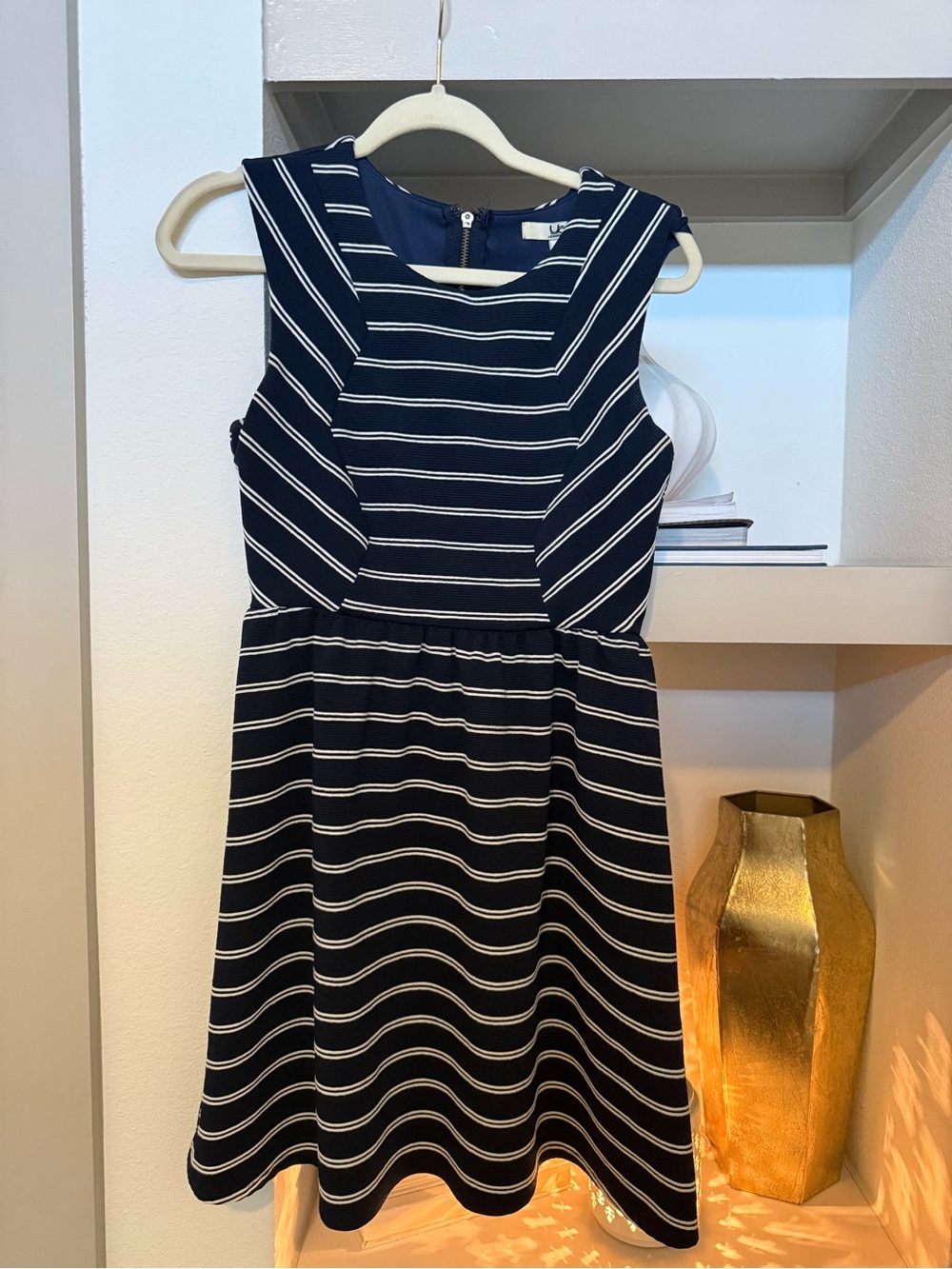 GBG Los Angeles Navy and White Striped Sleeveless Fit & Flare Dress